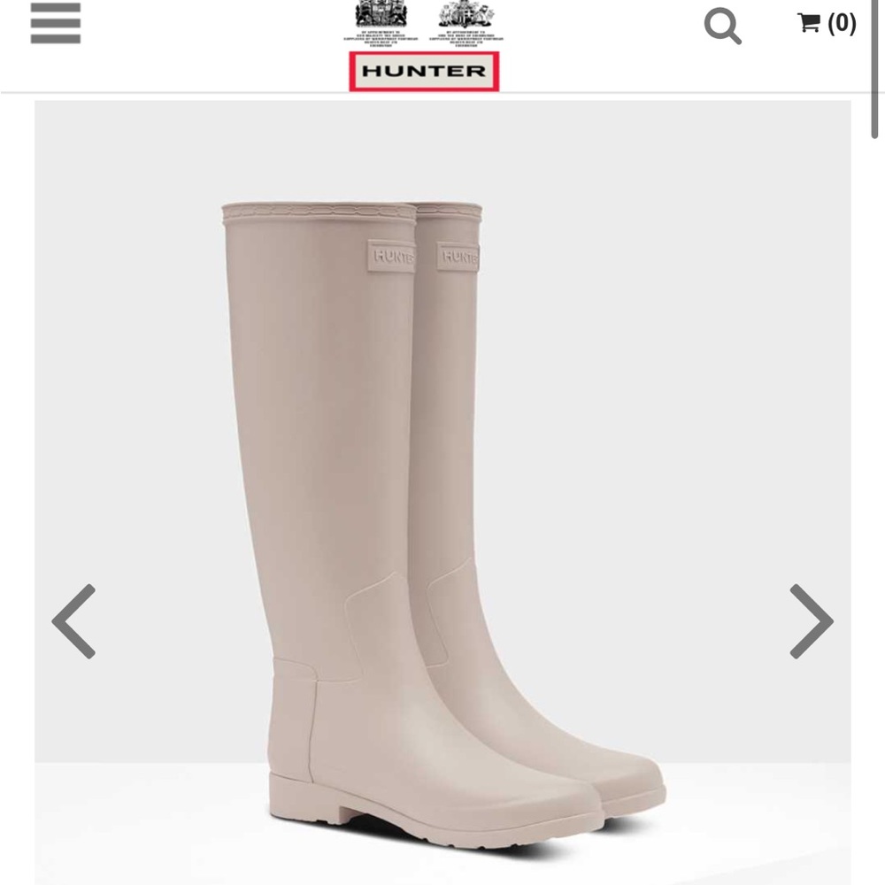 Hunter Refined Tall Rain Boots Draw Grey Size 8